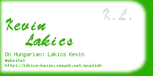 kevin lakics business card